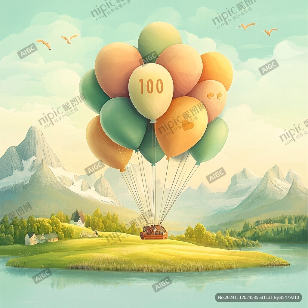 热气球插画场景