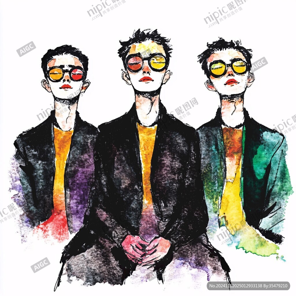 三人组合插画