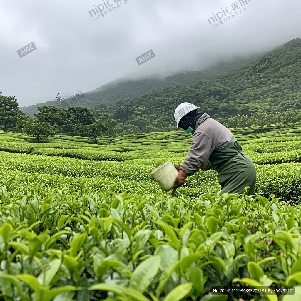 挥汗如雨采摘夏茶