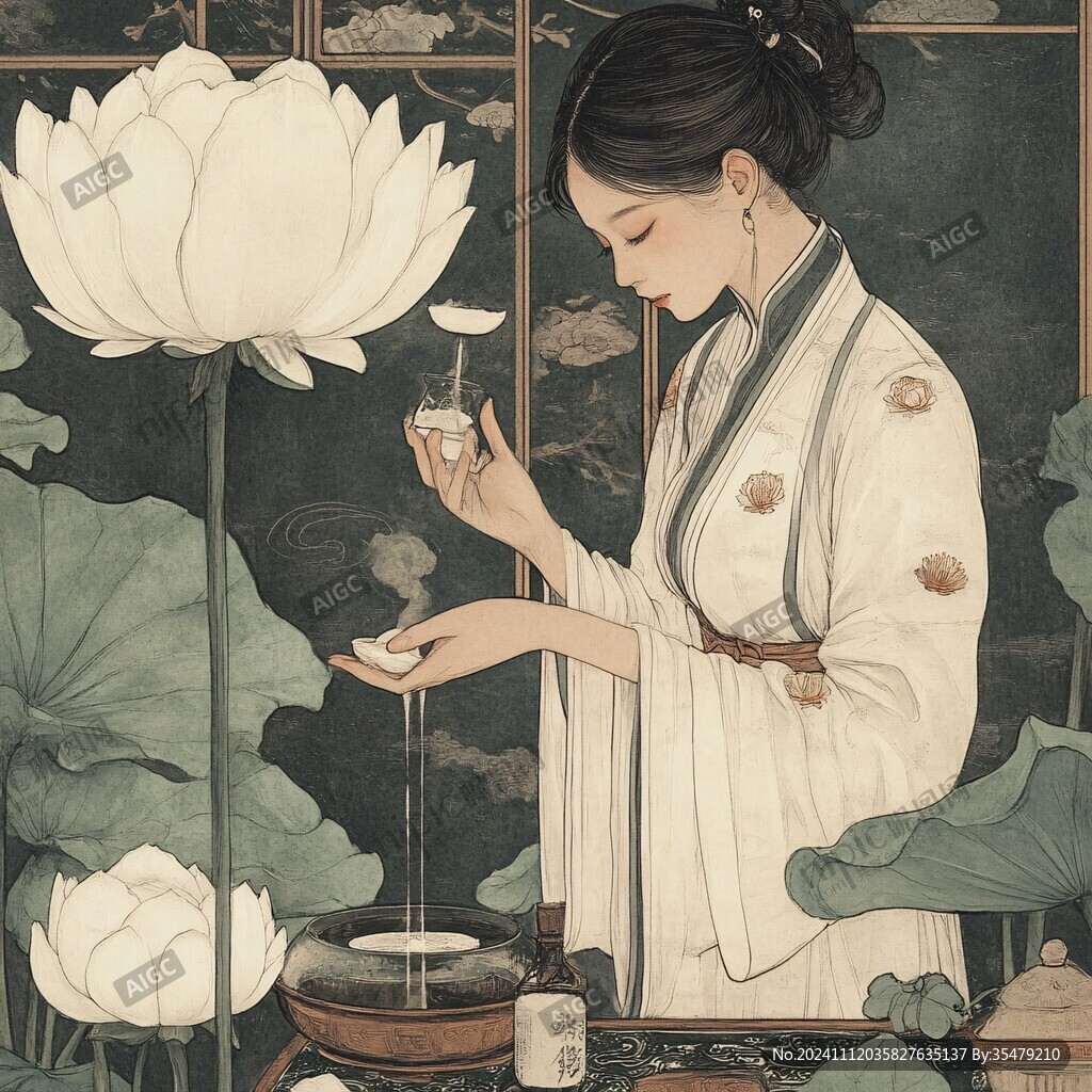新国风插画采莲曲