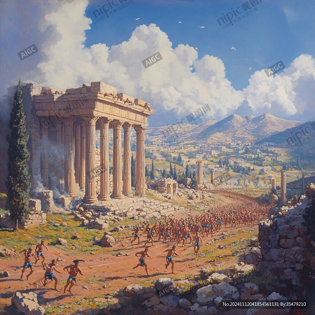 雅典插画宣传素材背景