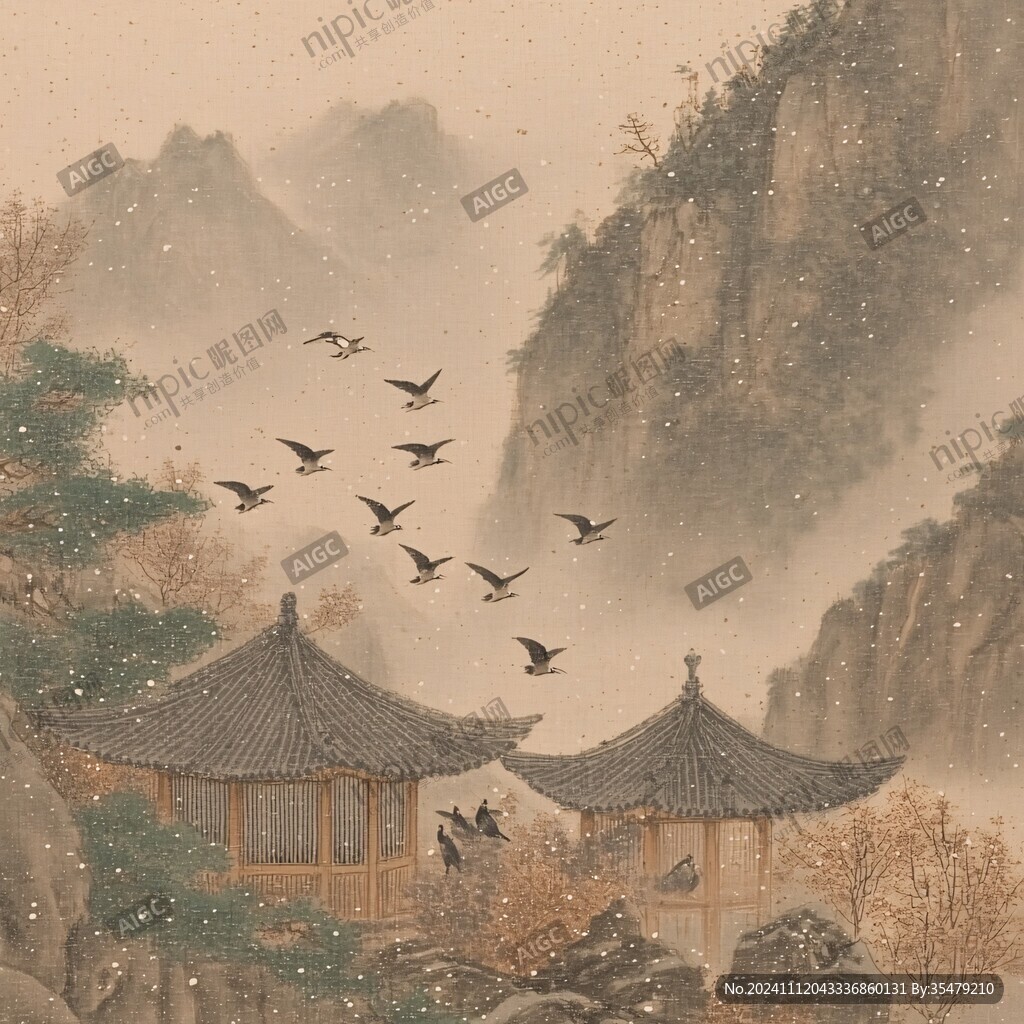 古风秋天景色插画