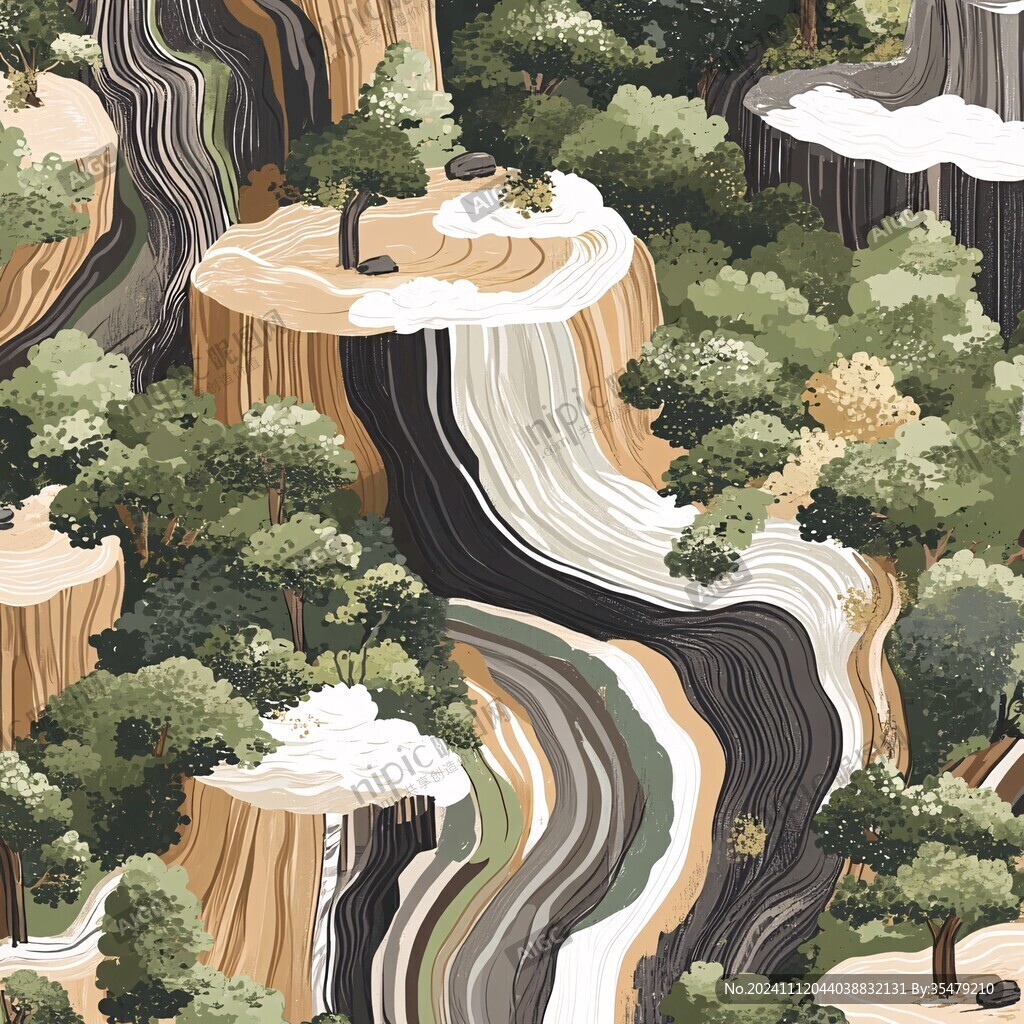 黄河瀑布插画