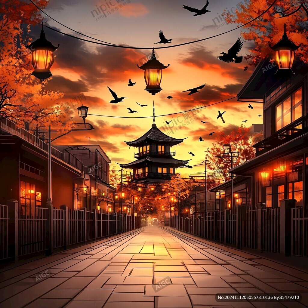中国风街道插画