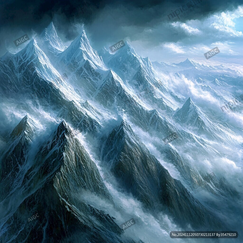 壁画电脑画山脉高山