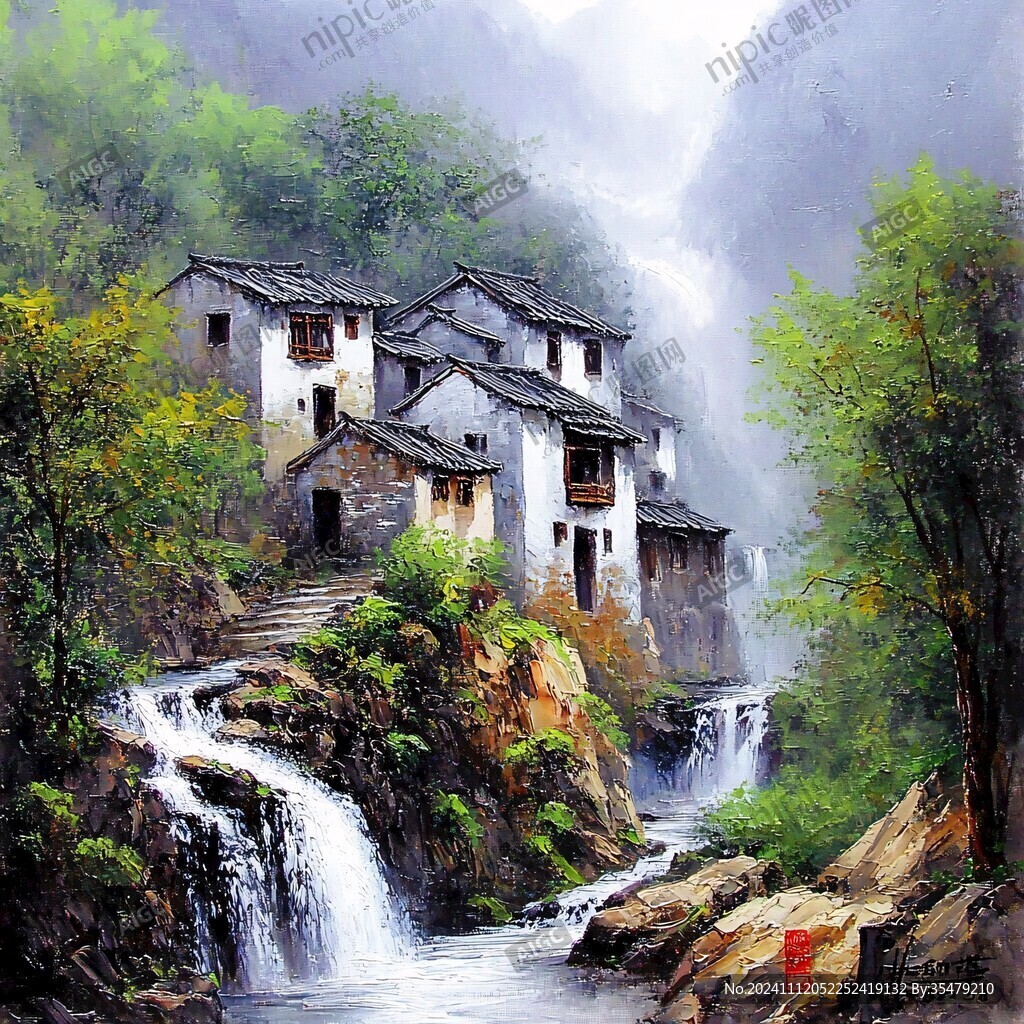 皖南风景油画