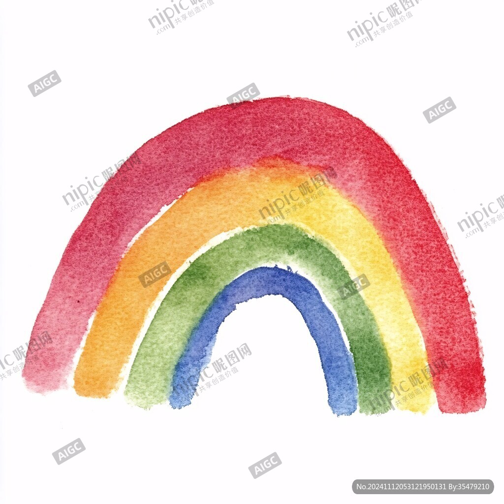 彩虹五彩水彩画