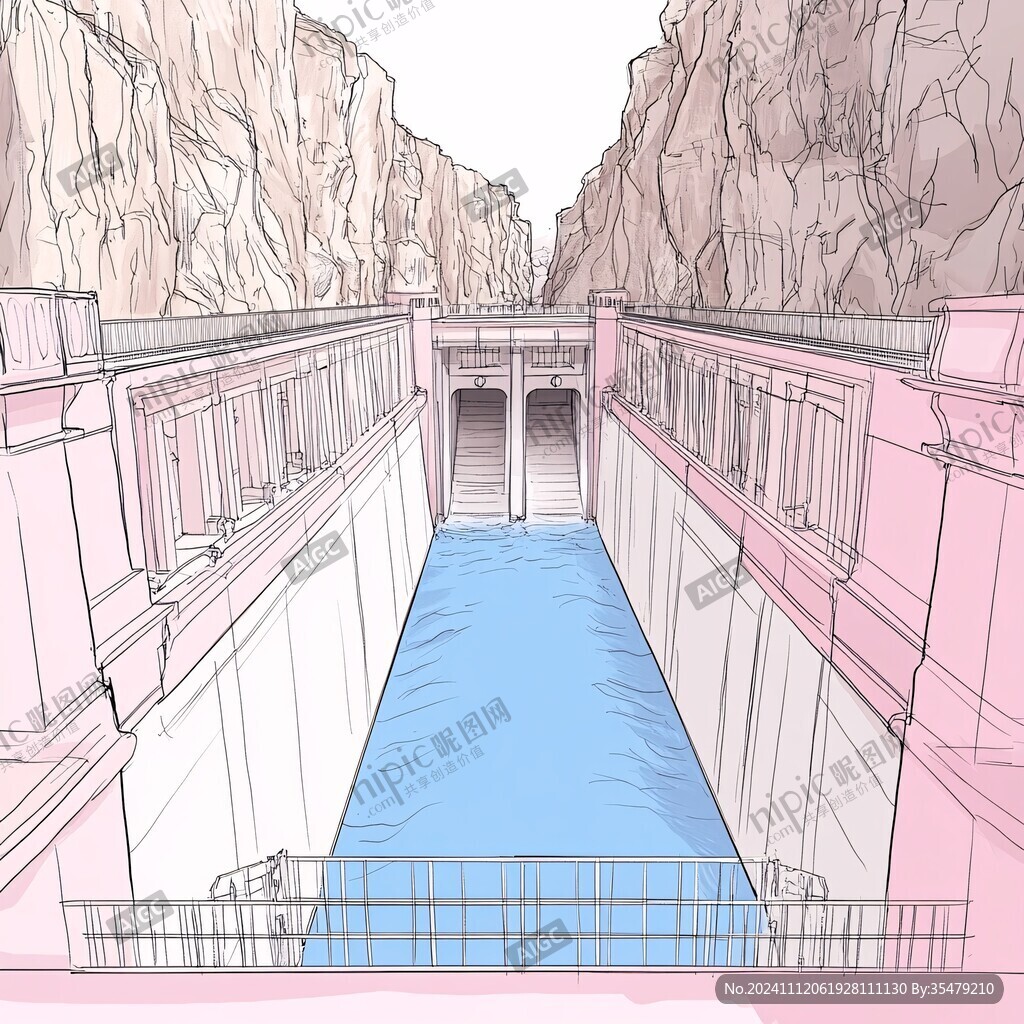 二滩水电站插画