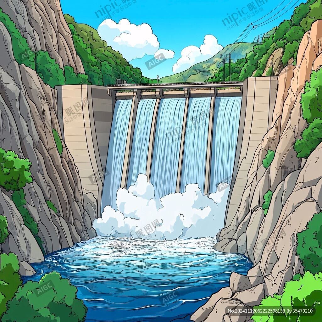 水电站插画