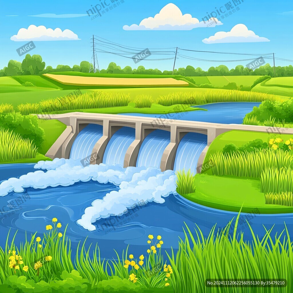 水渠插画