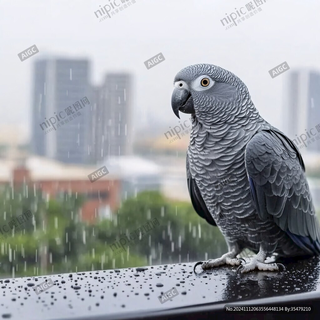 躲雨的鹦鹉
