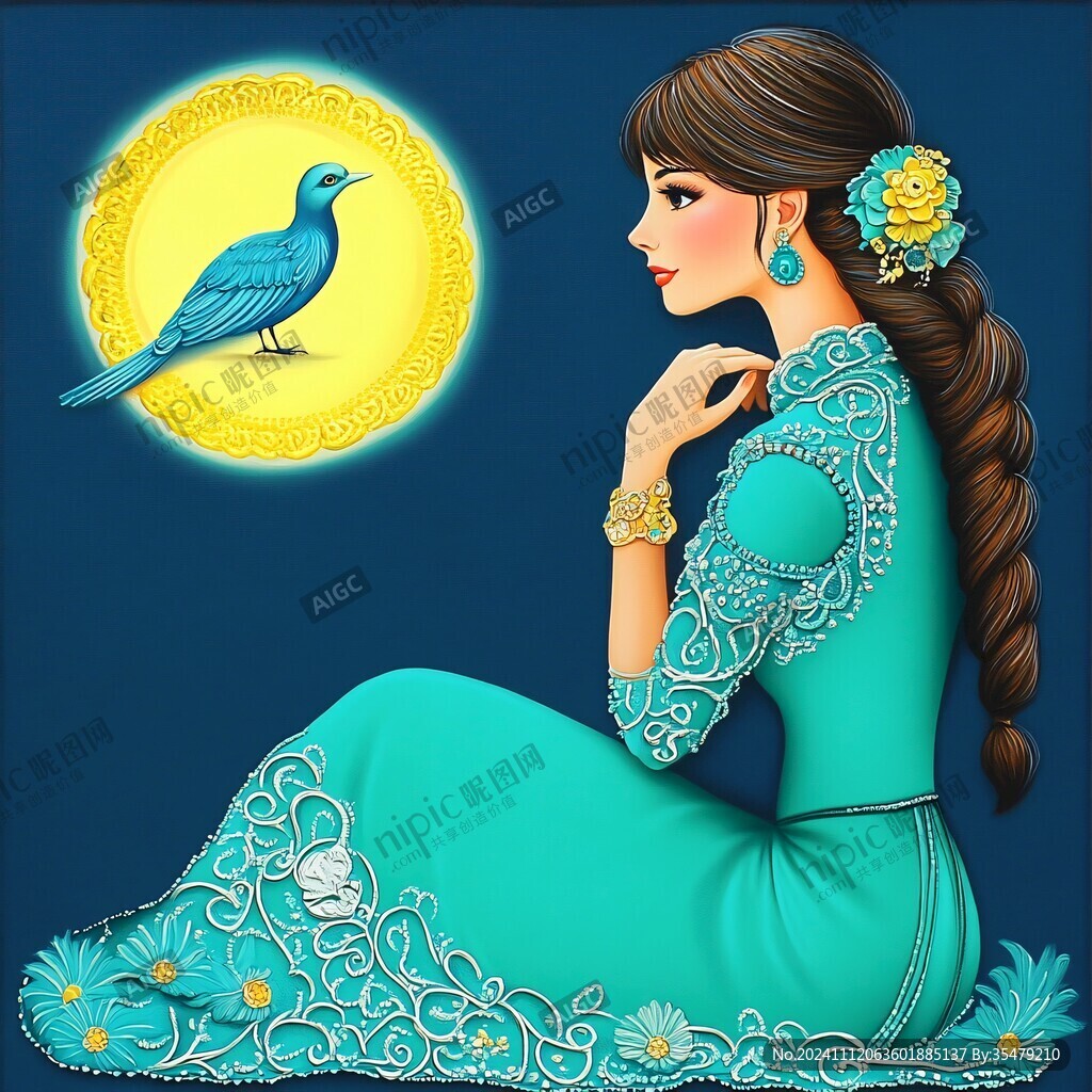 回族美女插画