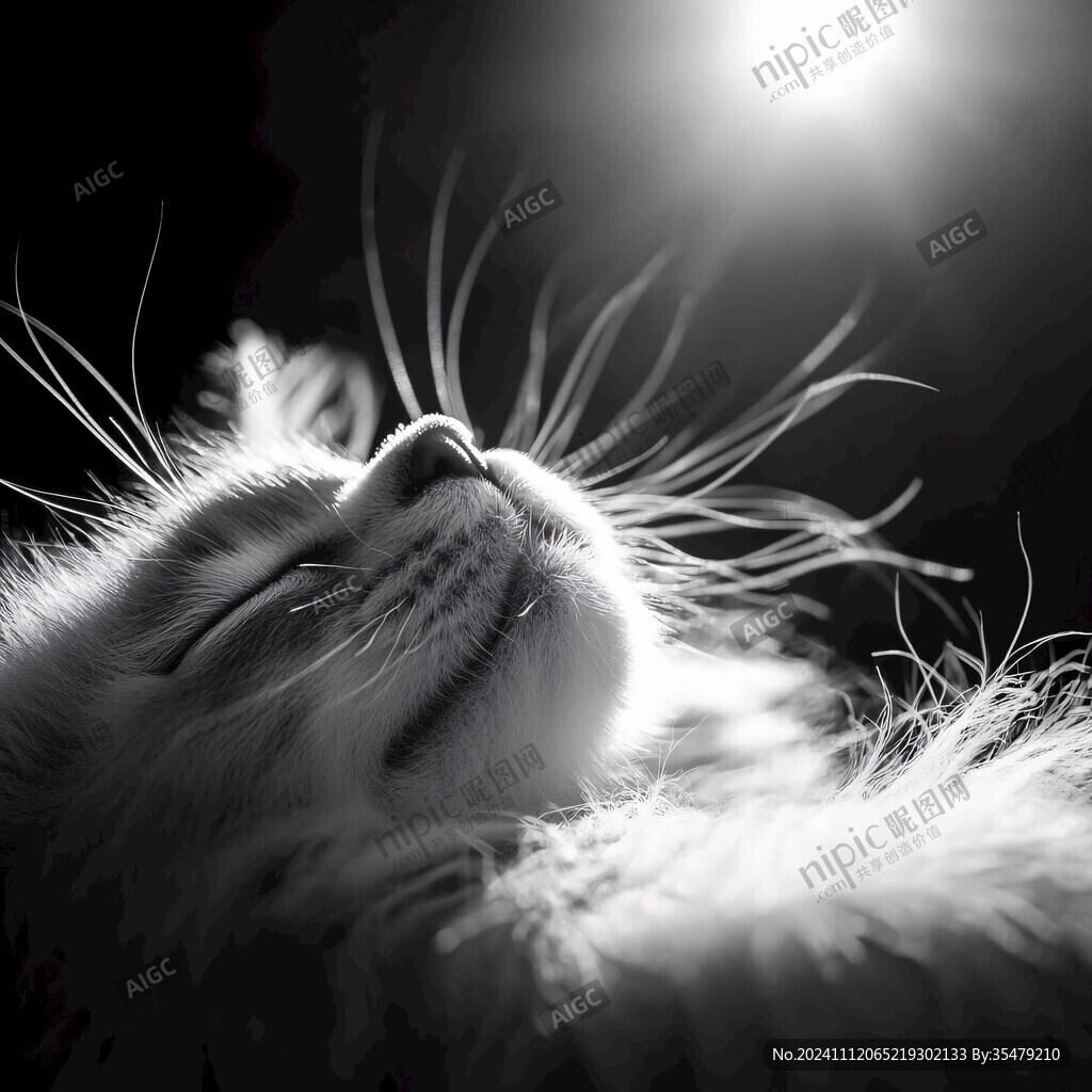 阳光下睡觉的猫