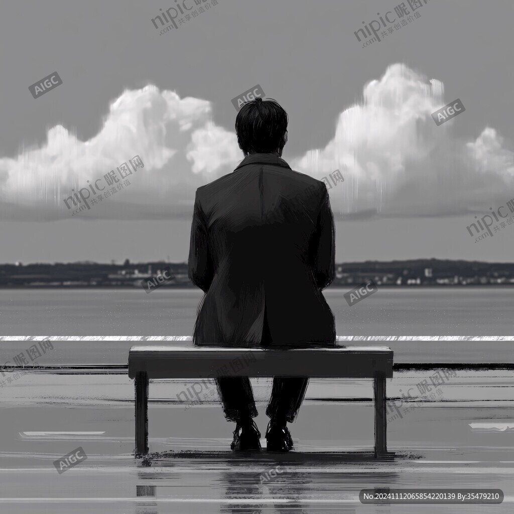 孤独背影插画