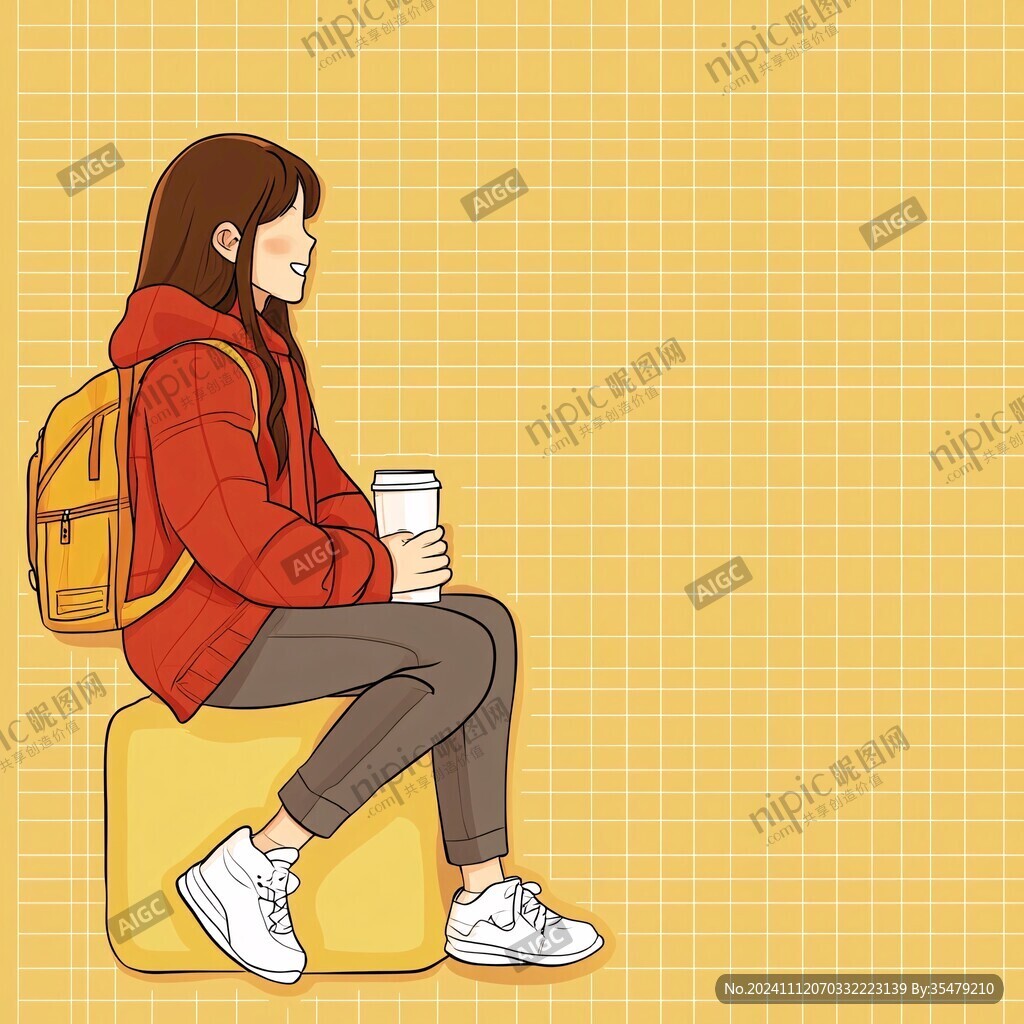 喝奶茶的女生