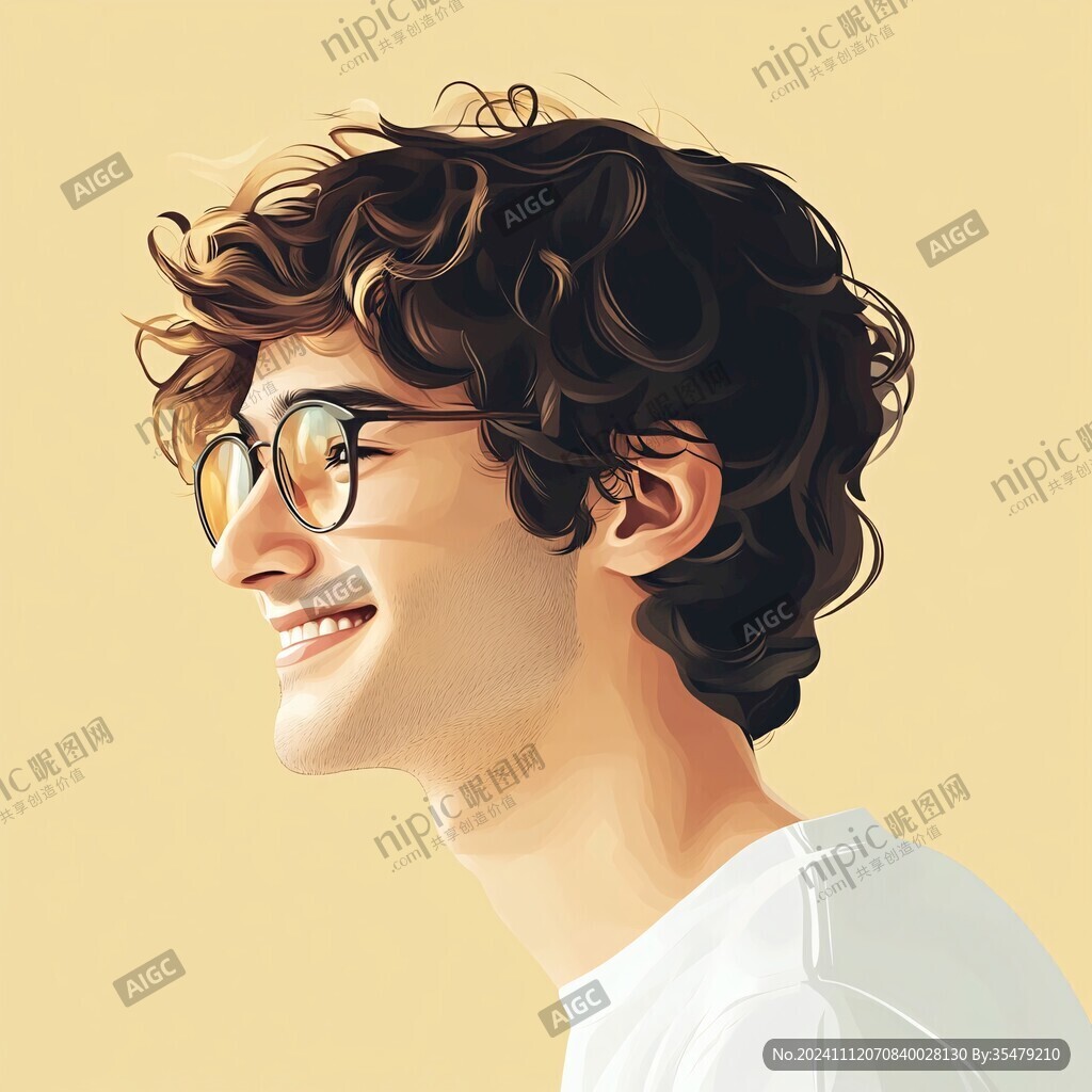 男生头像插画