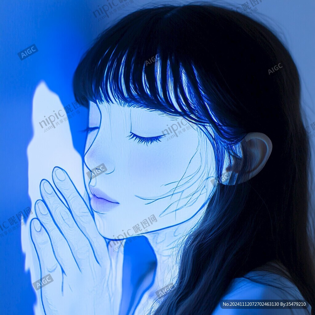 少女祈祷插画