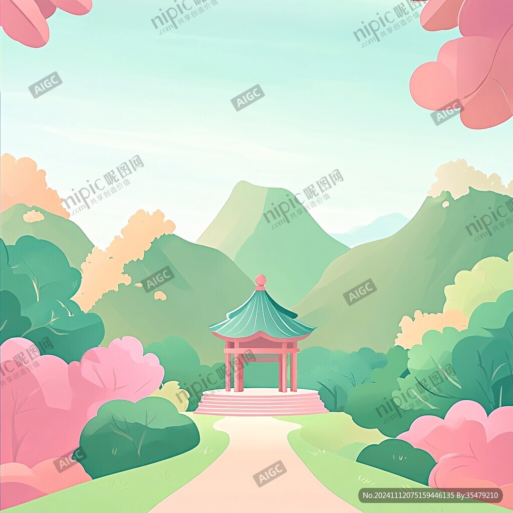 爱晚亭城市插画素材