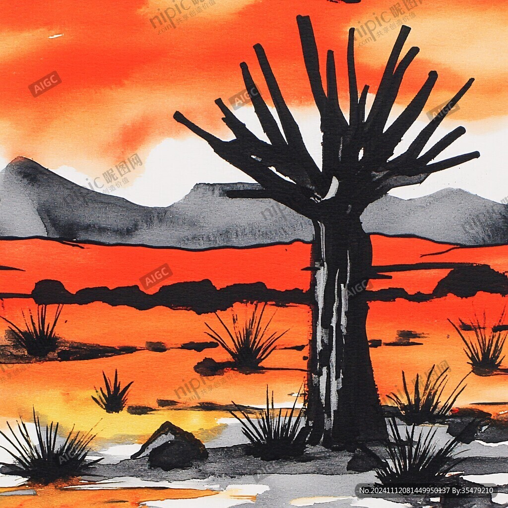 荒野黄昏插画