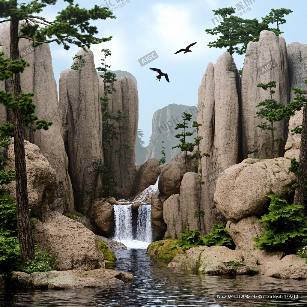 3d悬崖山脉立体画