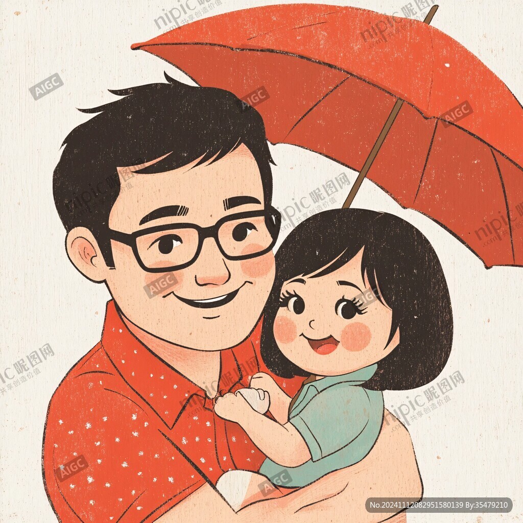 爸爸女儿插画