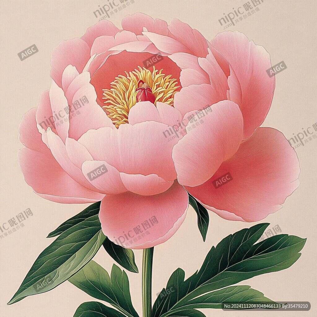 立体手绘牡丹花卉