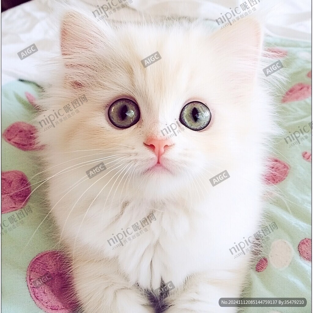 手绘大眼萌猫咪装饰画