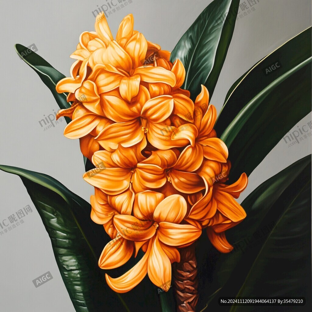 君子兰花卉插画