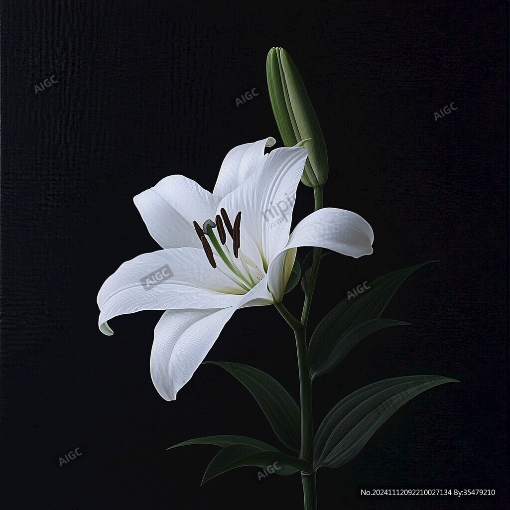 黑底百合花