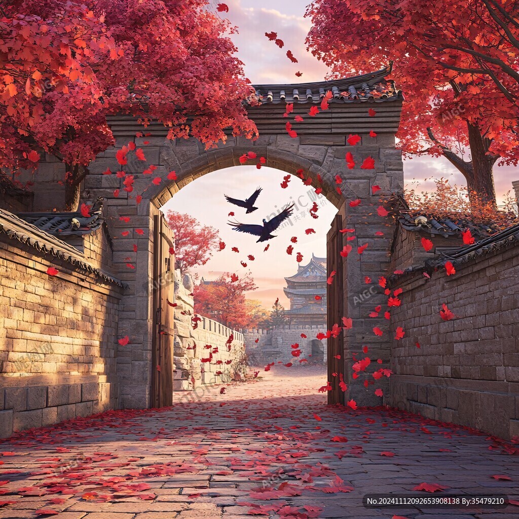 紫荆城门插画