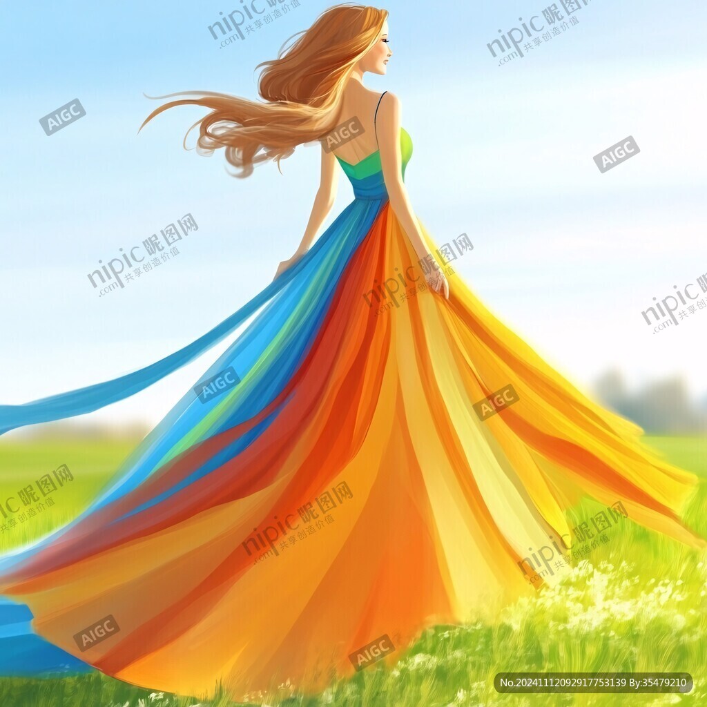 女孩长裙插画