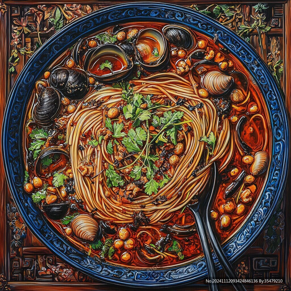 饸饹面插画