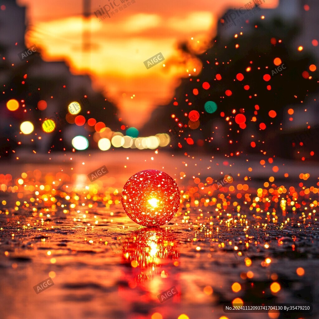 夜晚路边装饰灯球