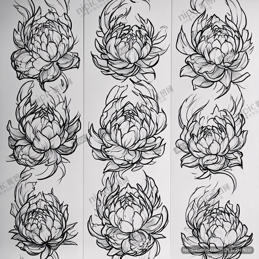 牡丹花纹身图案设计