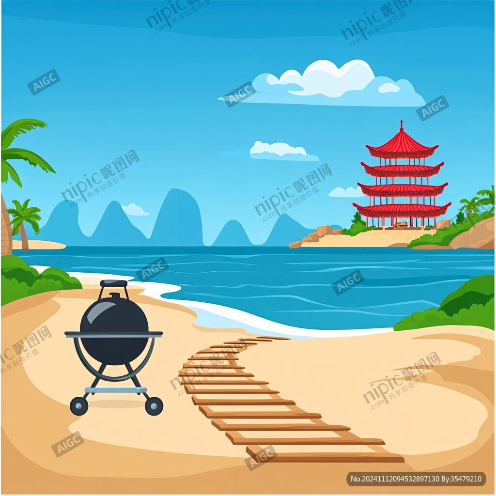 旅游足迹插画