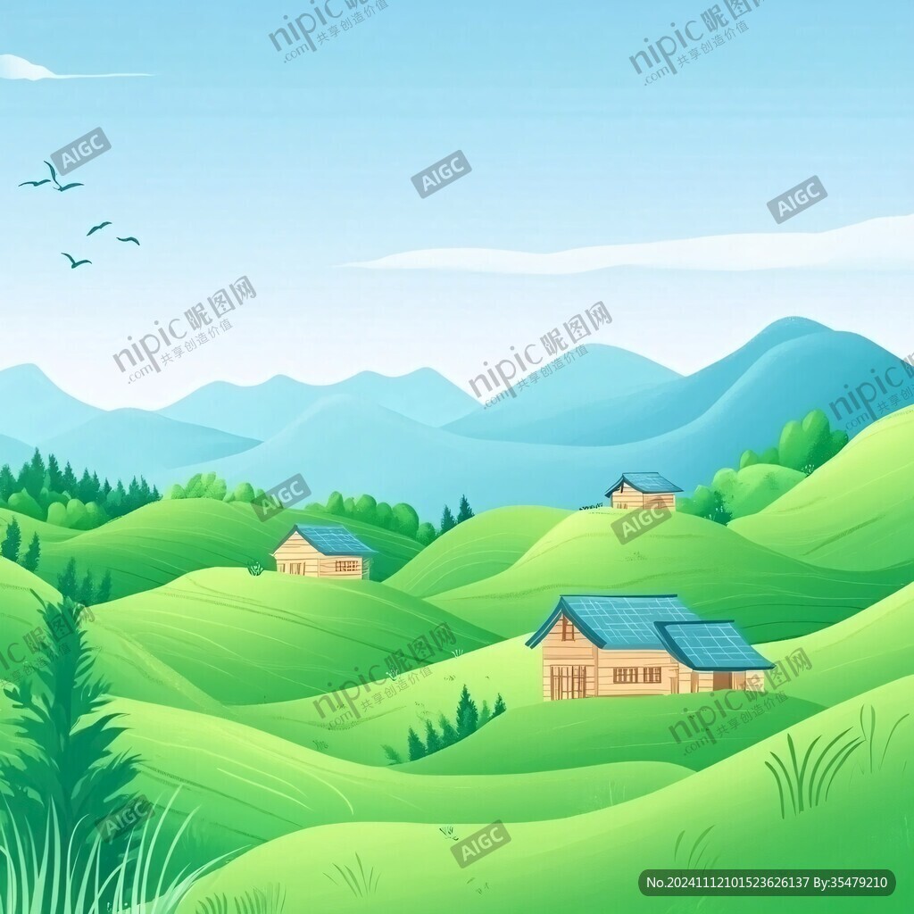 山村民居插画