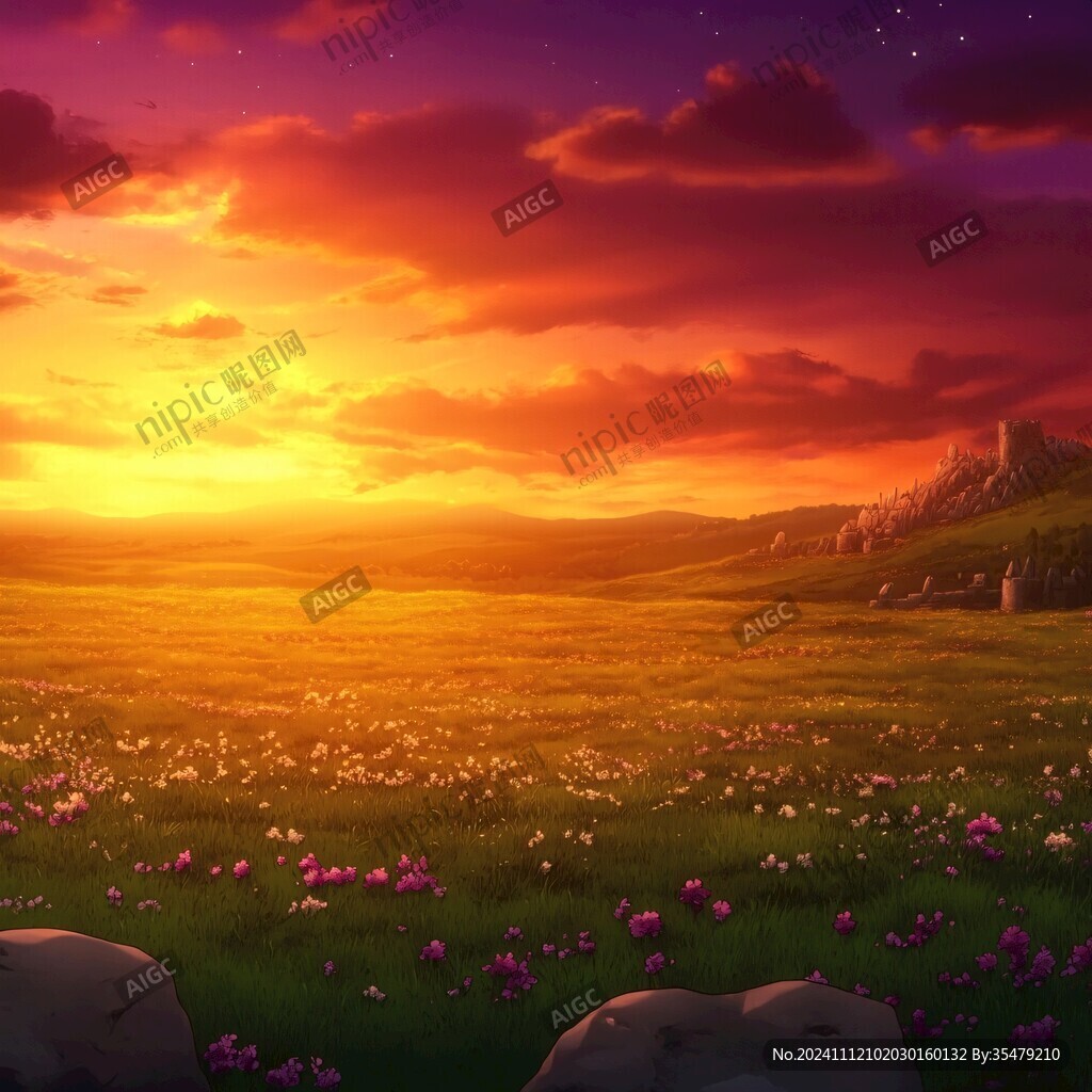 唯美梦幻花田场景