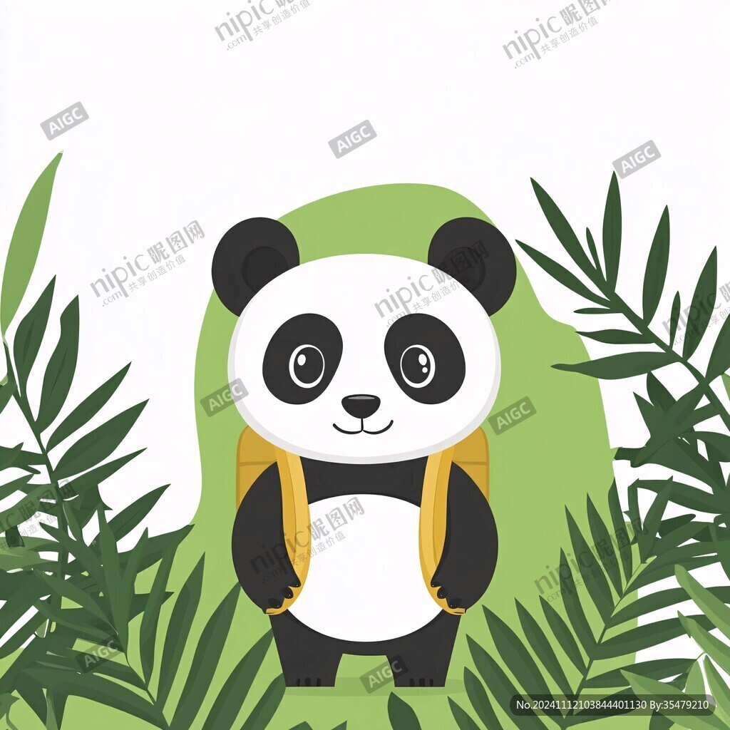 原创卡通熊猫动物插画