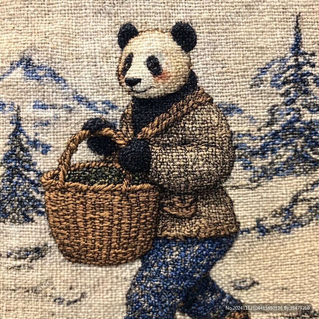 稻草编的熊猫
