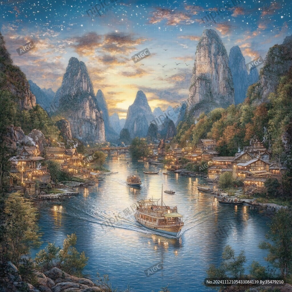风光人间仙境油画