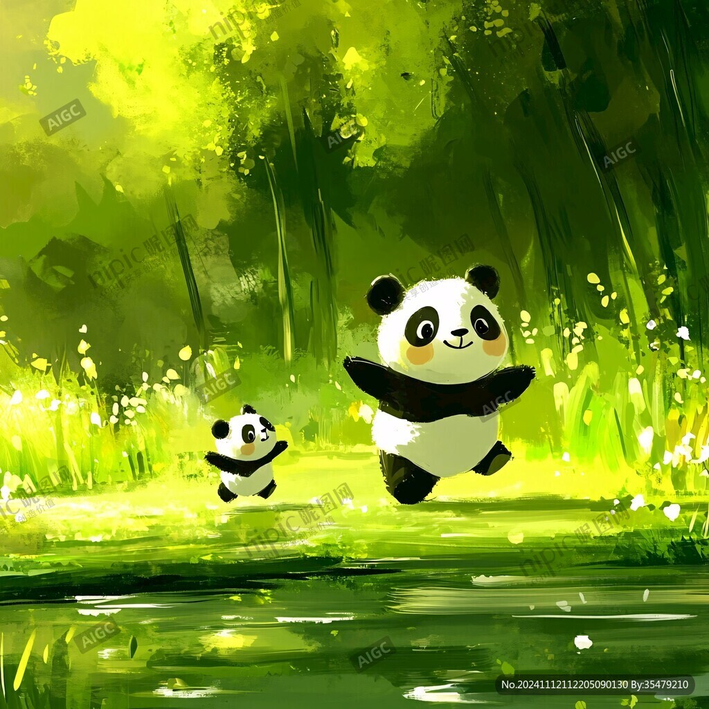 熊猫绘本插图插画