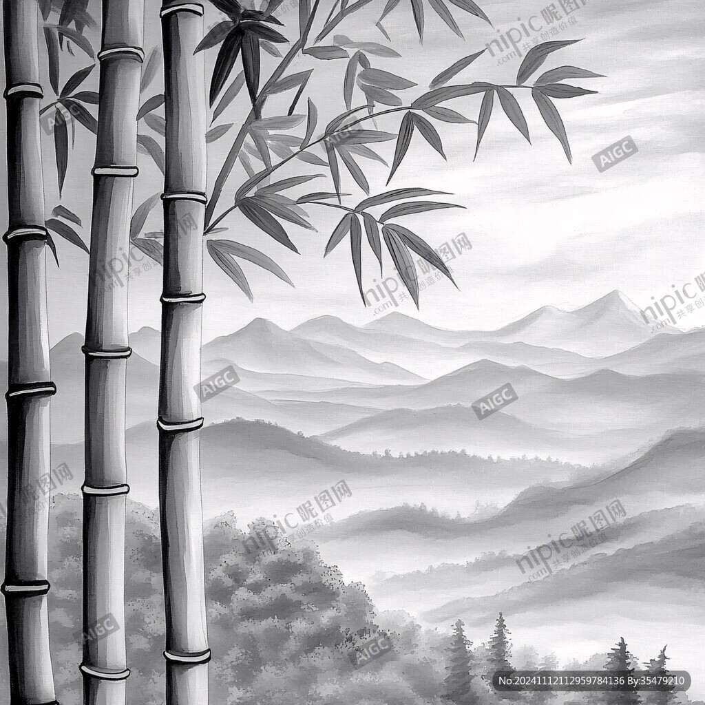 竹子山水