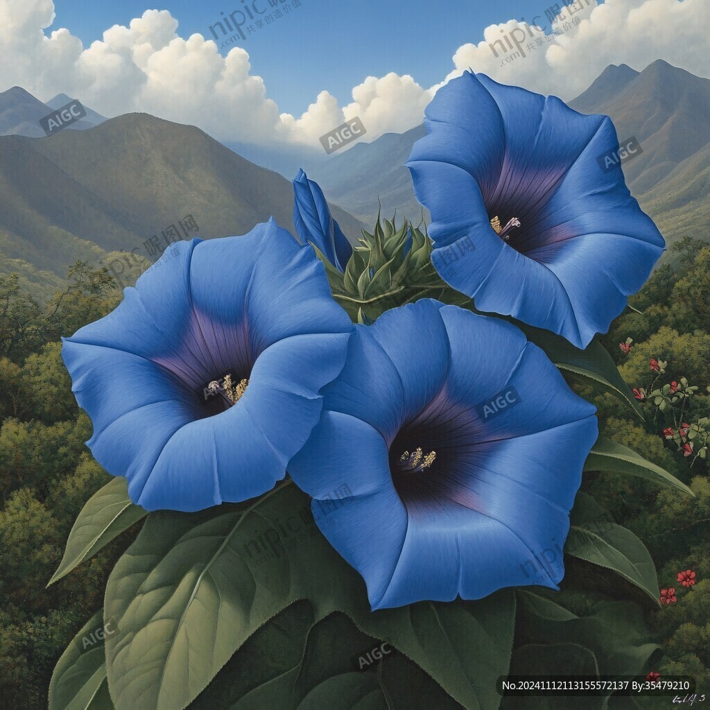 蓝色牵牛花素材