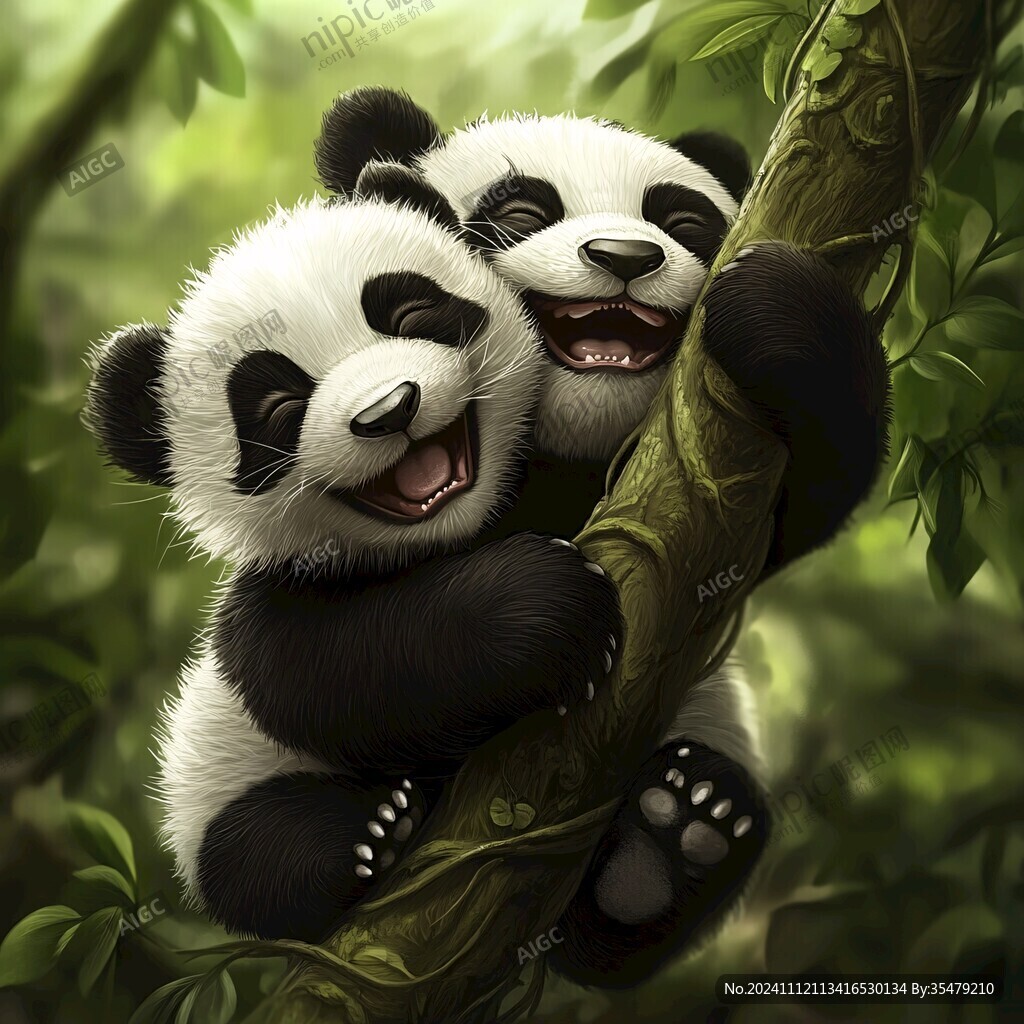 写实熊猫插画