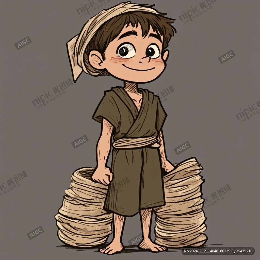 古代卡通小男孩