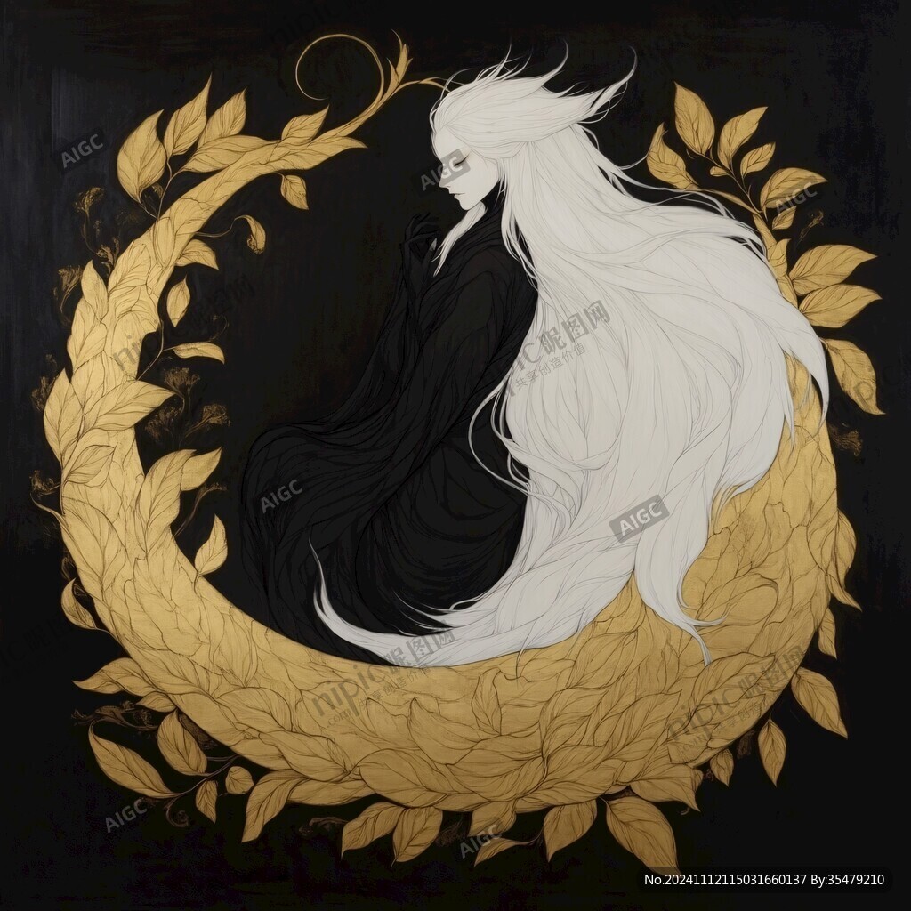 九尾白狐插画