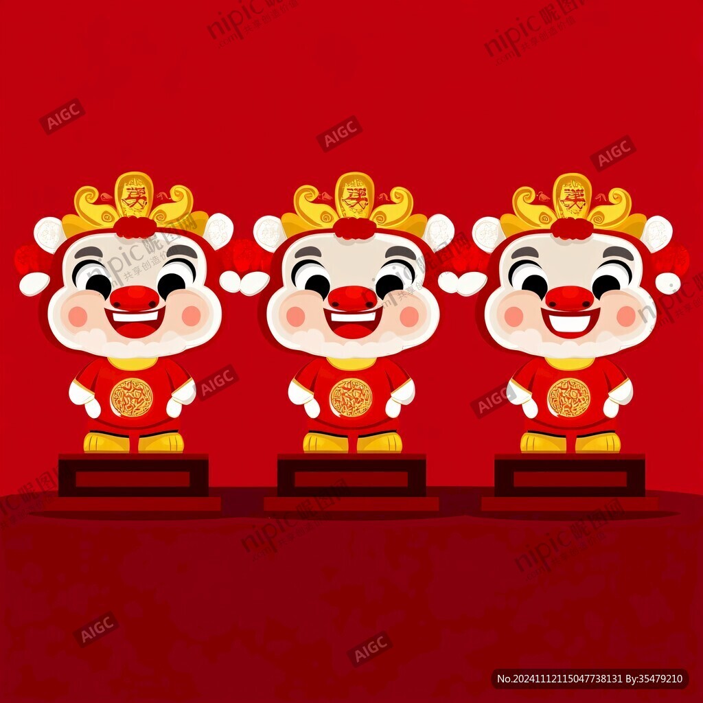 牛年舞狮卡通形象