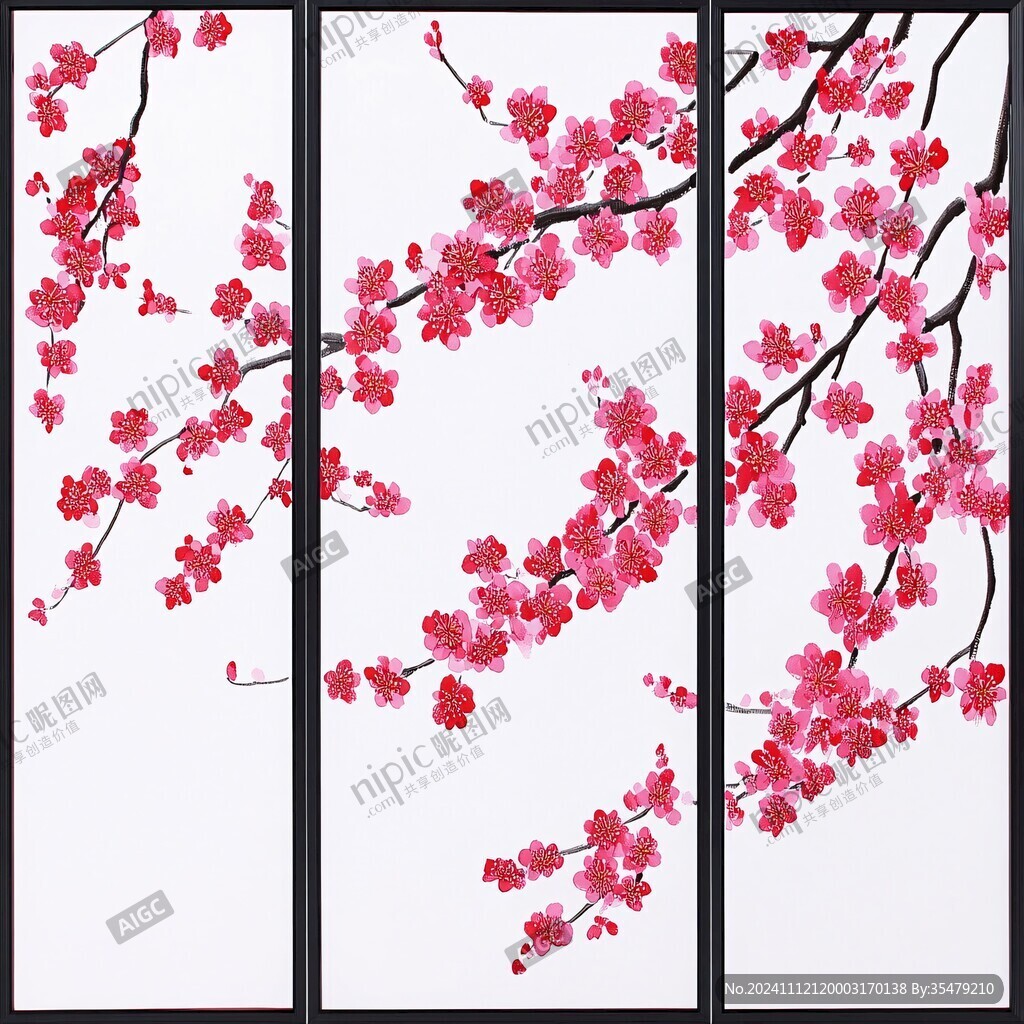 玻璃移门红梅图