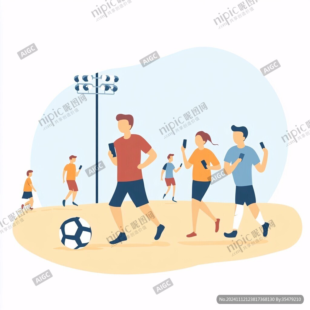 足球比赛卡通绘画插画