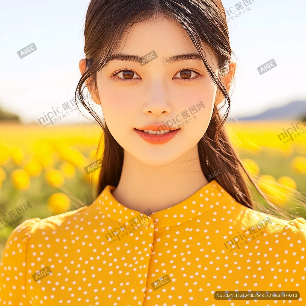郁郁葱葱黄衣女孩